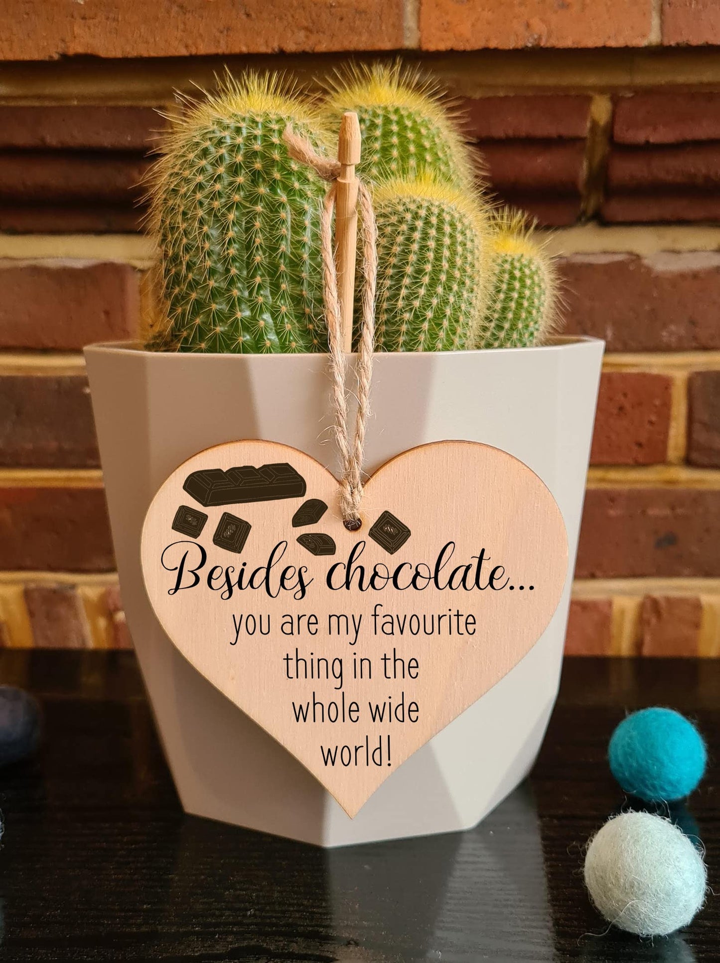 Handmade Wooden Hanging Heart Plaque Gift for Chocolate Lovers Romantic present for Boyfriend