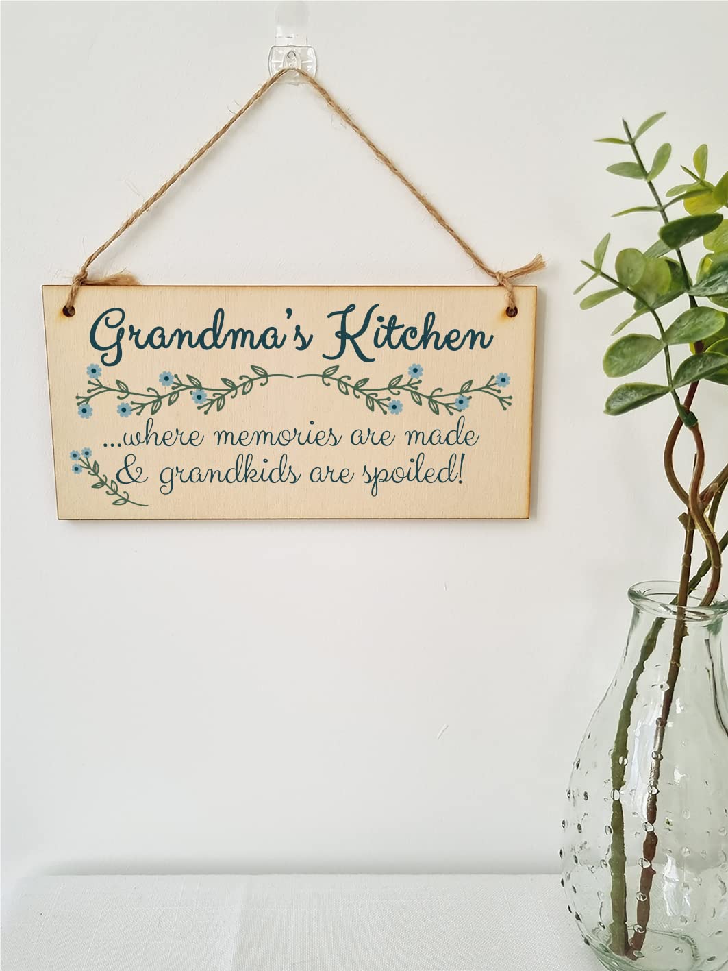 The Plum Penguin Handmade Wooden Hanging Wall Plaque Grandmas Kitchen Memories Made Grandkids Spoiled Gift for Grandparents