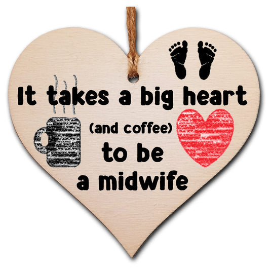 Handmade Wooden Hanging Heart Plaque Gift for a Great Midwife Funny Thank You Keepsake