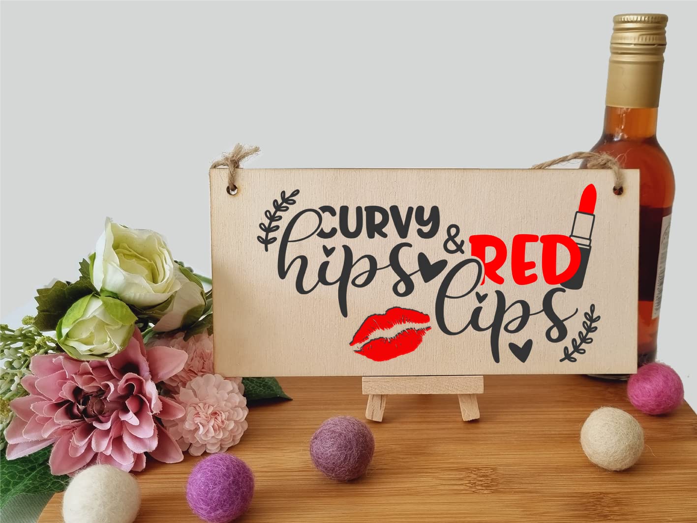 The Plum Penguin Handmade Wooden Hanging Wall Plaque Curvy Hips Red Lips Decorative Funny Friendship Gift Sassy Queen