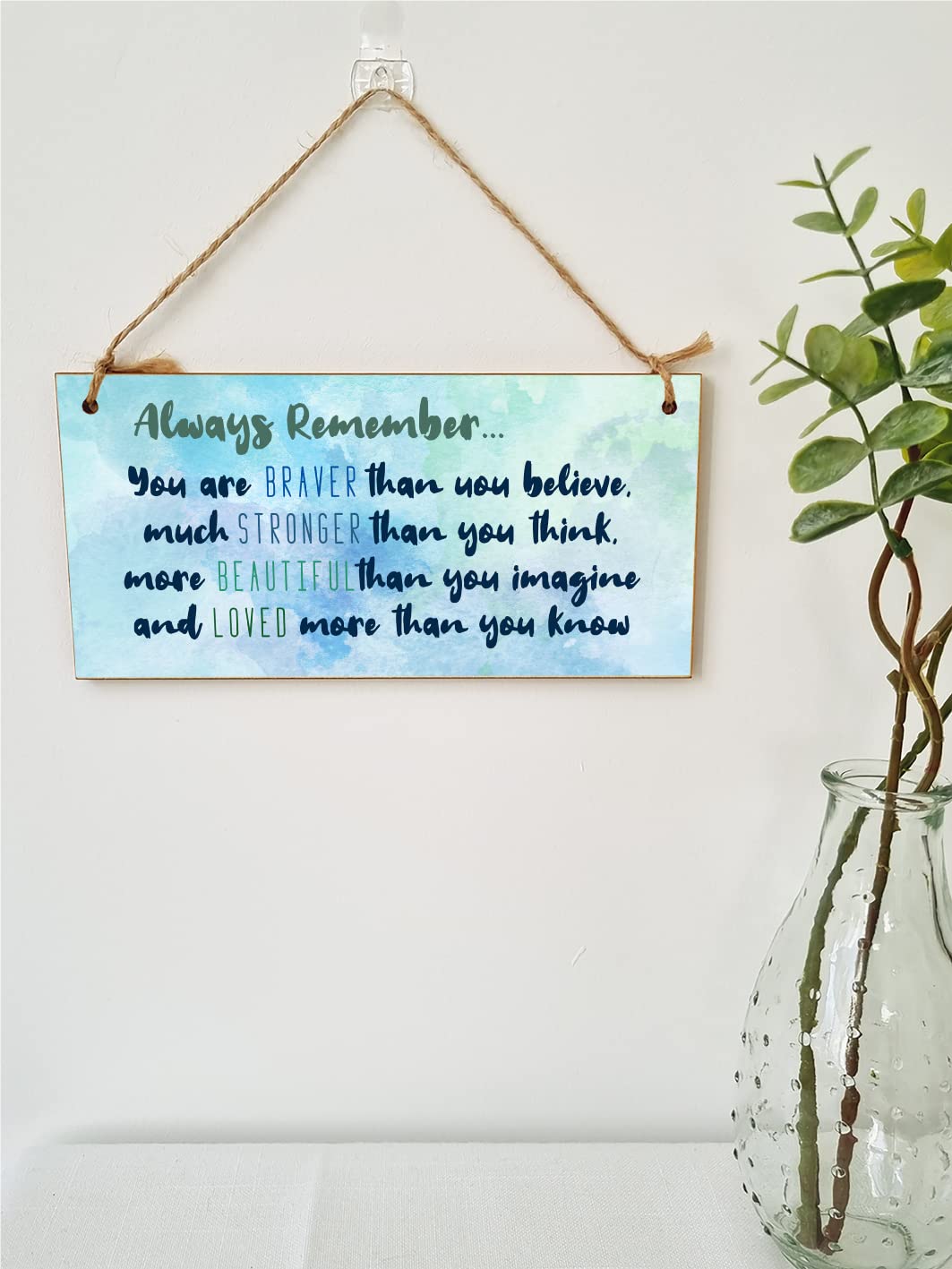 The Plum Penguin Handmade Wooden Hanging Wall Plaque Always Remember You Are Stronger Beautiful Loved Inspirational Friendship Gift