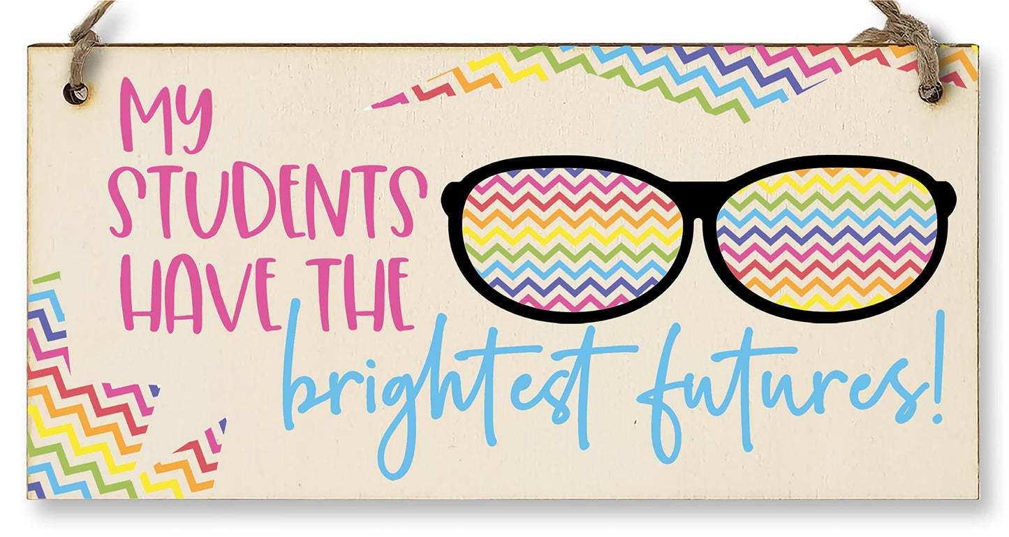 The Plum Penguin My Students Have Brightest Futures Handmade Wooden Hanging Wall Plaque Gift Teacher Teaching Assistant End of Term