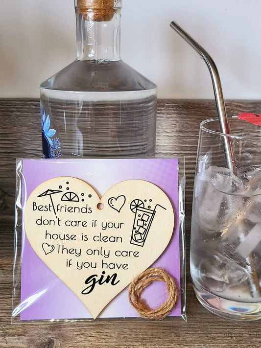 Handmade Wooden Hanging Heart Plaque Gift Perfect for Gin Lovers Novelty Funny Keepsake