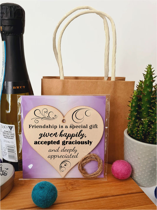 Handmade Wooden Hanging Heart Plaque Gift Perfect for your Best Friend Friendship Keepsake