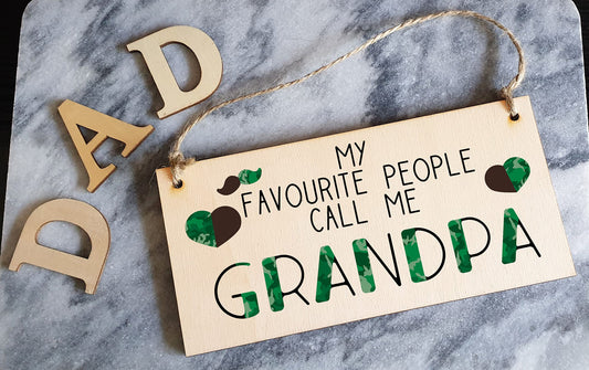 The Plum Penguin Handmade Wooden Hanging Wall Plaque Favourite People Call Me Grandpa Sentimental Gift Father's Day Man Cave