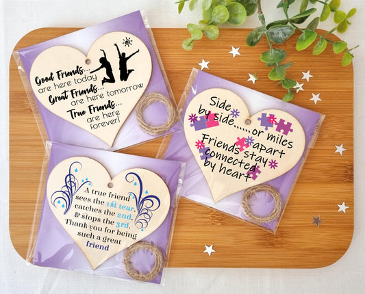 The Plum Penguin Loved Memories Three Heart Plaques Celebrating Friends