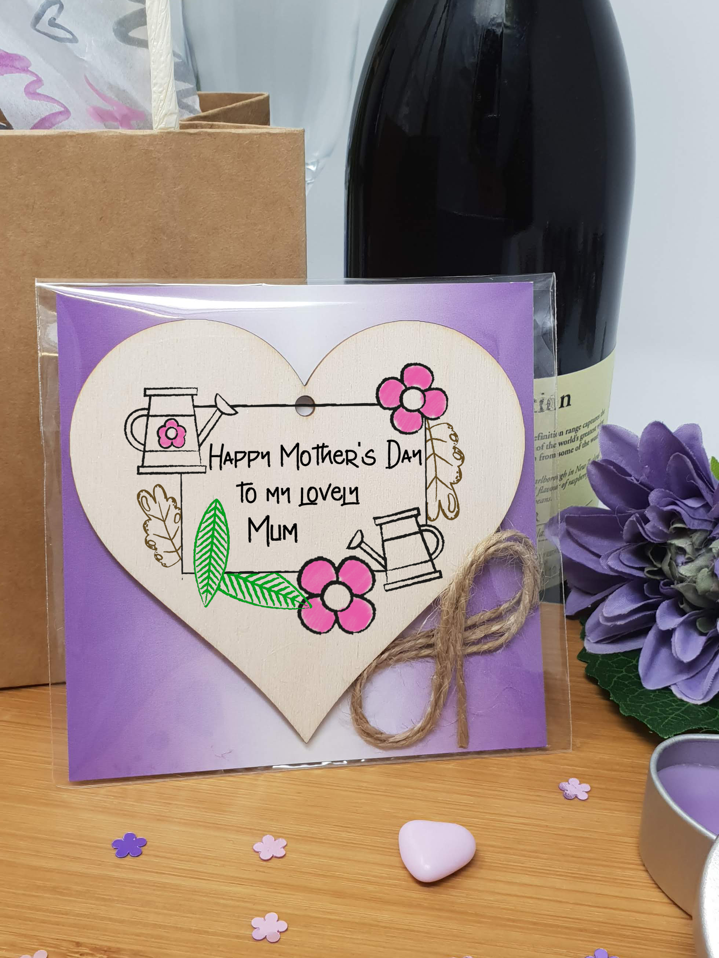 Handmade Wooden Hanging Heart Plaque Mother's Day Gift perfect for lovely Mums special keepsake card alternative from children gardening flowers wall hanger for special parent