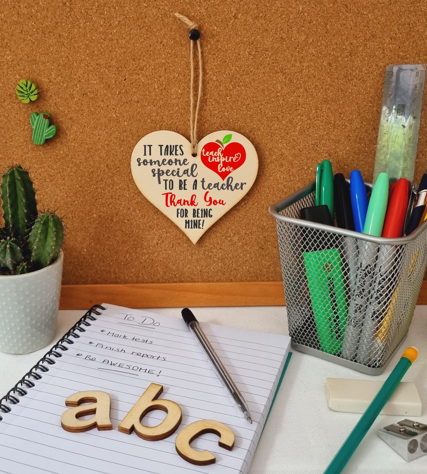 Someone Special to Be a Teacher Thank You Hanging Heart Wooden Decoration End of Term Gift Card Alternative