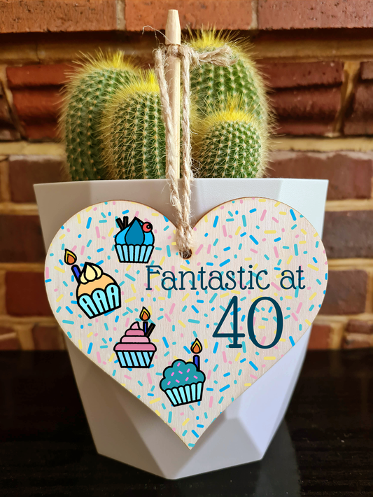 Handmade Wooden Hanging Heart Plaque Gift Fantastic At Forty Birthday Card Alternative Wall Hanger Bottle Decoration Life Begins