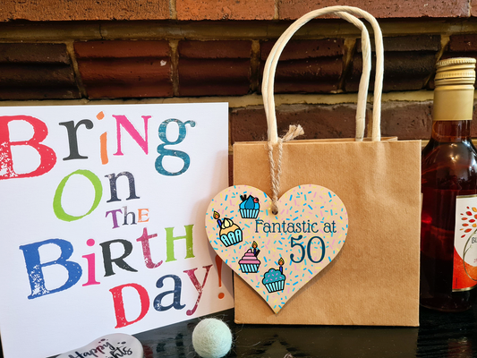 Handmade Wooden Hanging Heart Plaque Gift Fantastic At Fifty Birthday Card Alternative Wall Hanger Bottle Decoration Never Too Old