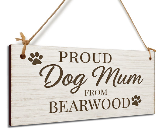Dog Lover's Hanging Wooden Sign – Handmade Rustic Decor for Bearwood Homes