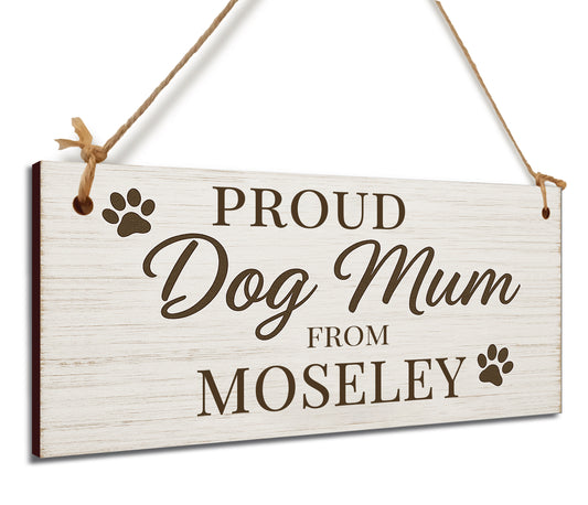 Dog Lover's Hanging Wooden Sign – Handmade Rustic Decor for Moseley Homes
