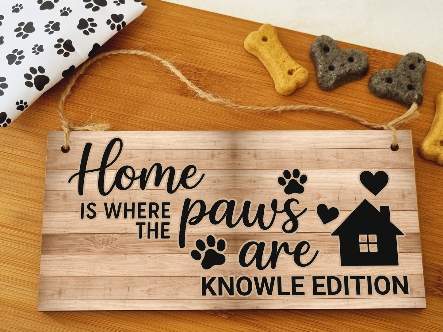 Dog Lover's Hanging Wooden Sign – Handmade Rustic Decor for Knowle Homes