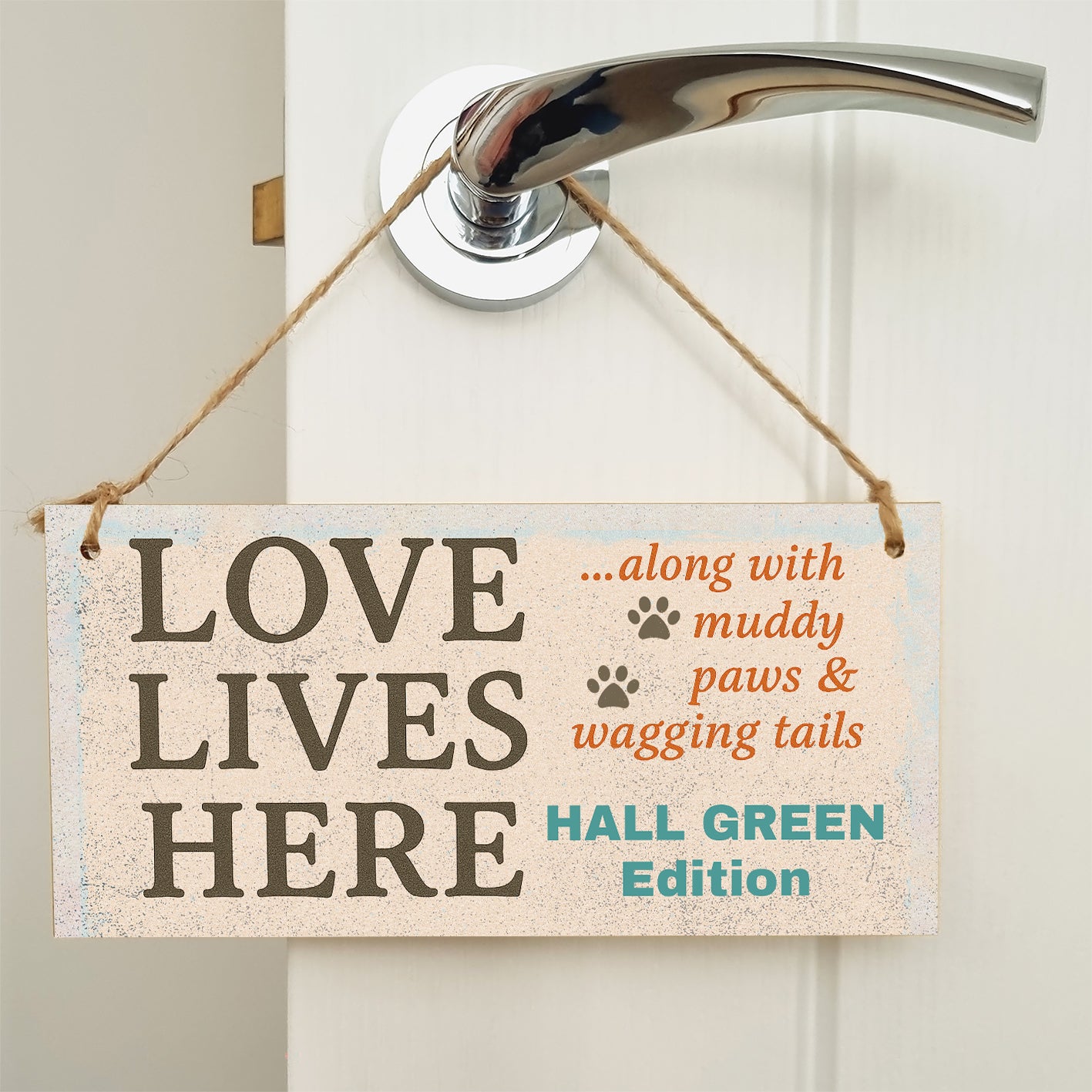 Dog Lover's Hanging Wooden Sign – Handmade Rustic Decor for Hall Green Homes