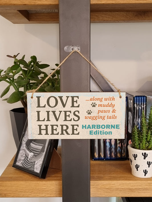 Dog Lover's Hanging Wooden Sign – Handmade Rustic Decor for Harborne Homes