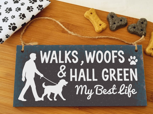 Dog Lover's Hanging Wooden Sign – Handmade Rustic Decor for Hall Green Homes