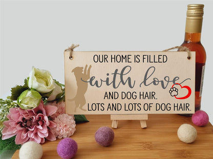 The Plum Penguin Home is Filled With Lots of Dog Hair Funny Novelty Handmade Wooden Hanging Wall Plaque Pet Lover Gift Home Decoration
