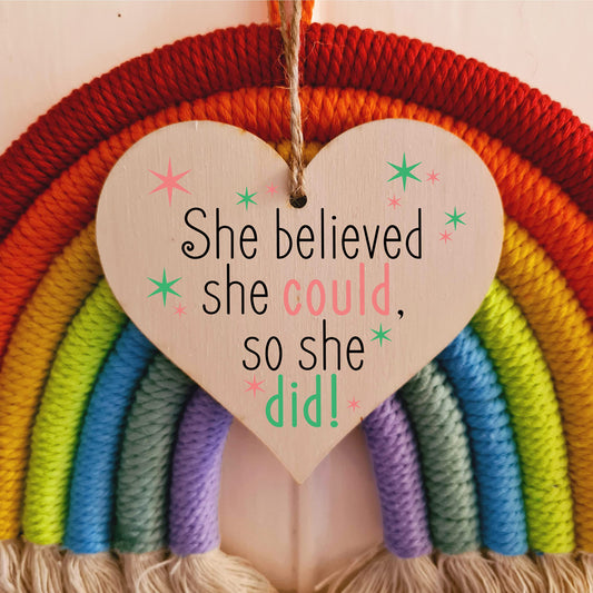 Handmade Wooden Hanging Heart Plaque Gift for Someone Special Inspirational Gift or Self Motivational Treat
