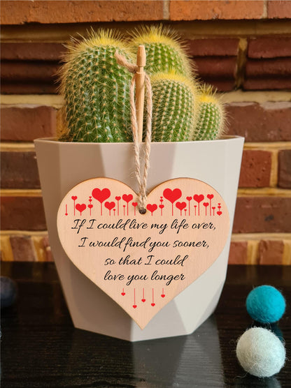 Handmade Wooden Hanging Heart Plaque Gift perfect for your Boyfriend or Girlfriend Romantic Keepsake