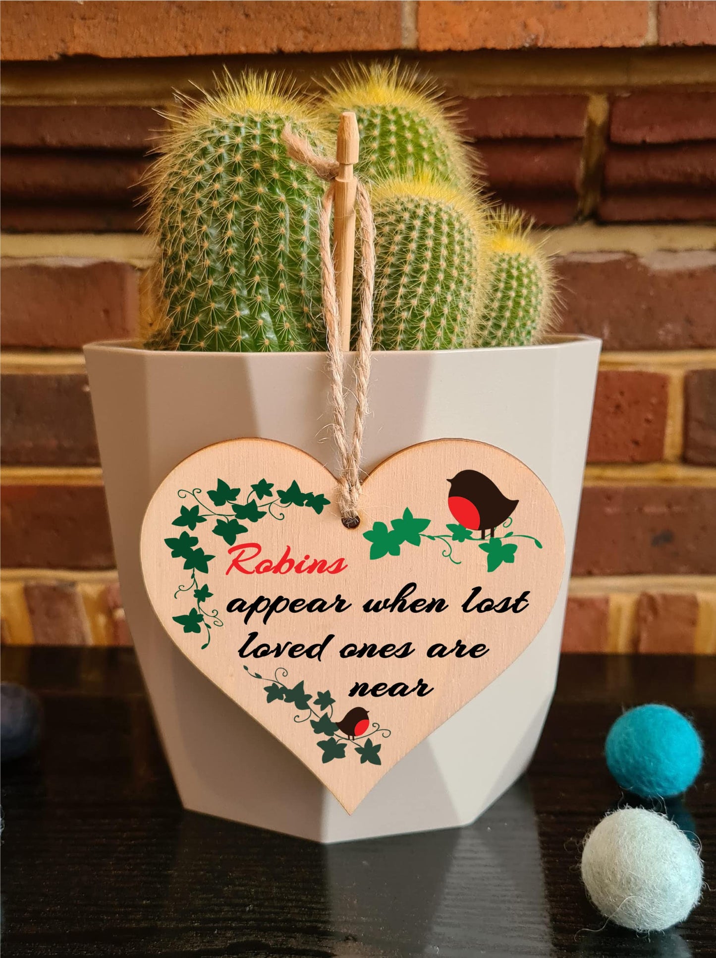 Handmade Wooden Hanging Heart Plaque Gift to Remember Lost Loved Ones
