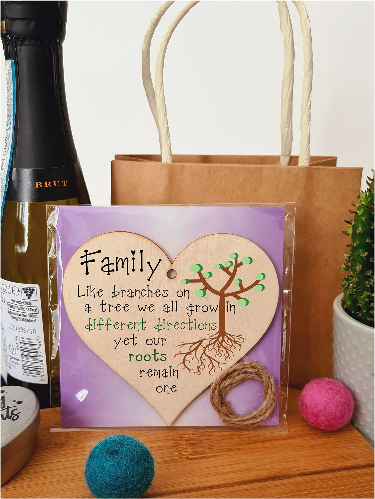 Handmade Wooden Hanging Heart Plaque Gift for Mum Celebrate Family