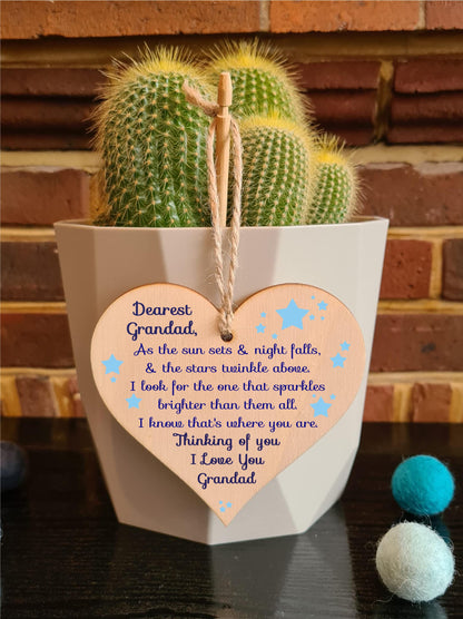 Gift In Can Handmade Wooden Hanging Heart Plaque Gift to remember Grandad Loving Thoughtful Remembrance Keepsake