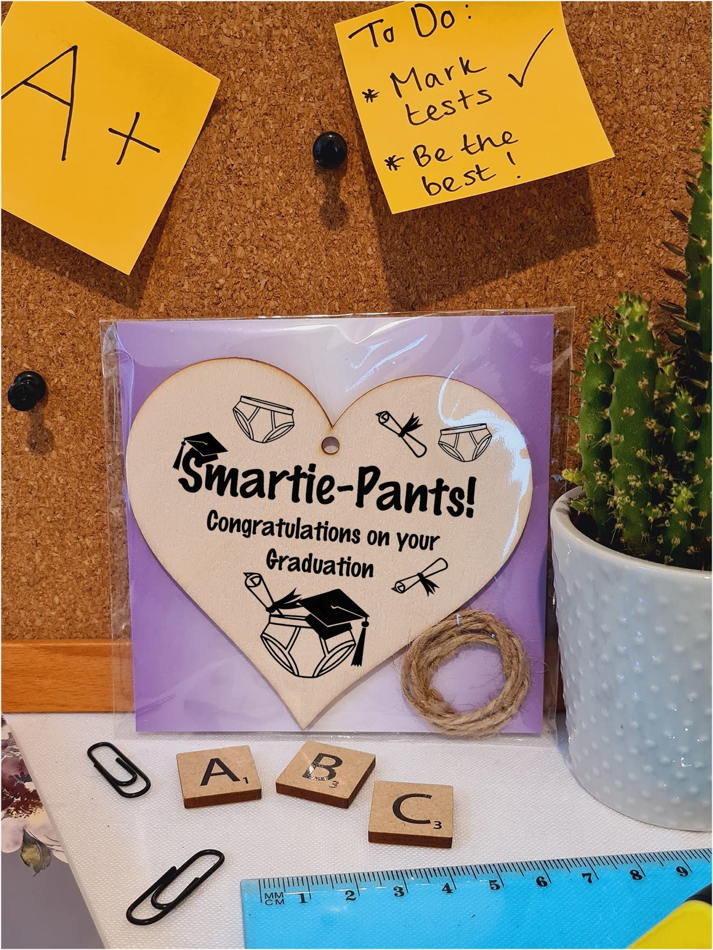 Handmade Wooden Hanging Heart Plaque Gift Well Done on Graduation Congratulations Keepsake