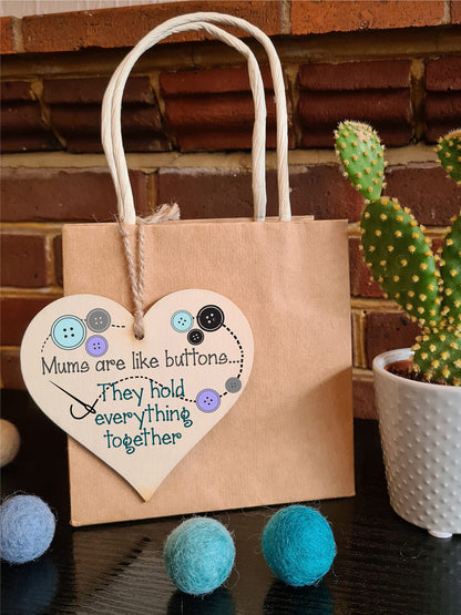 Handmade Wooden Hanging Heart Plaque Gift for Mum Thoughtful Keepsake for Craft Sewing Fan