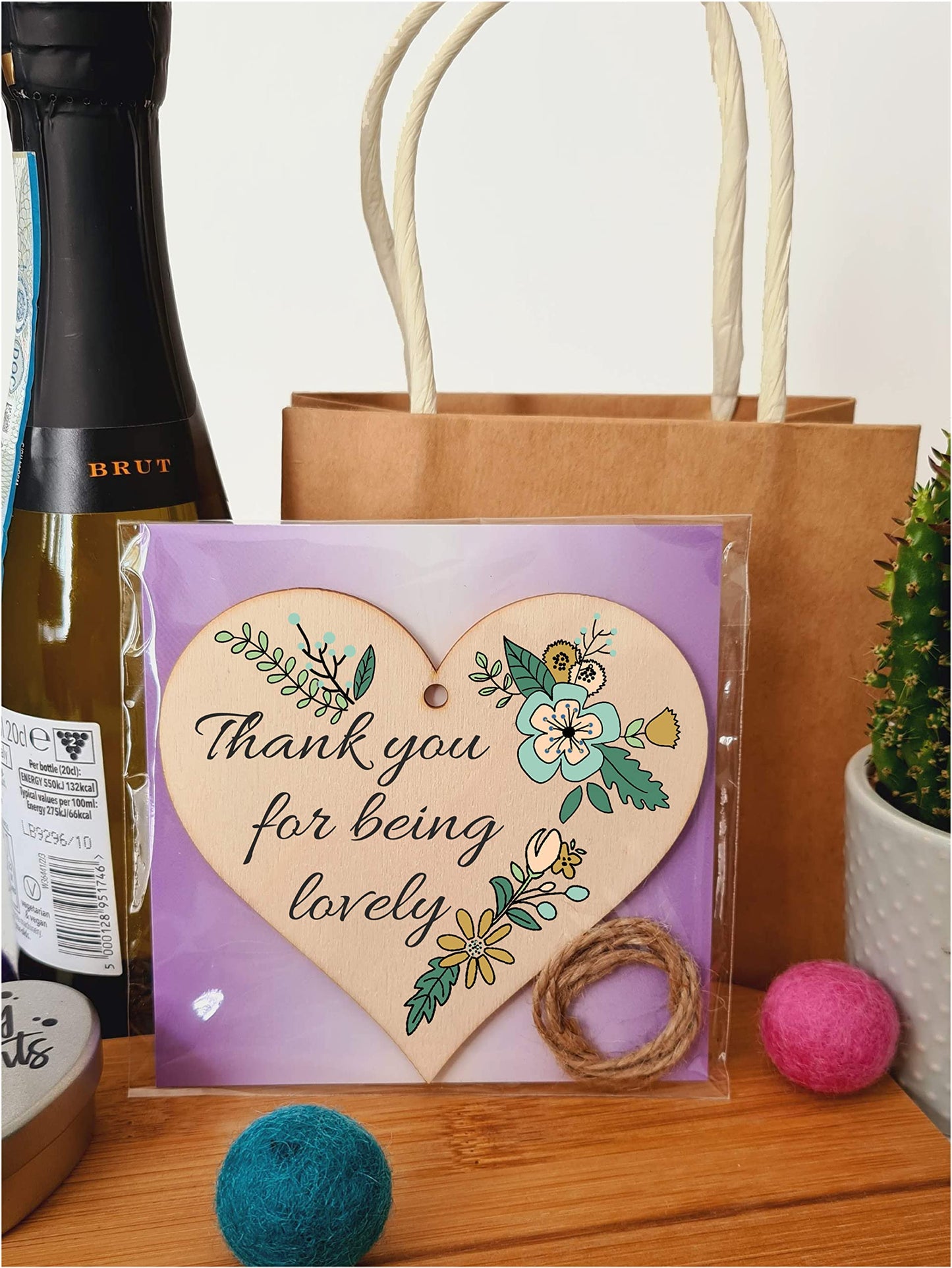 Handmade Wooden Hanging Heart Plaque Gift for Someone Special Thoughtful Thank you Keepsake Card Alternative