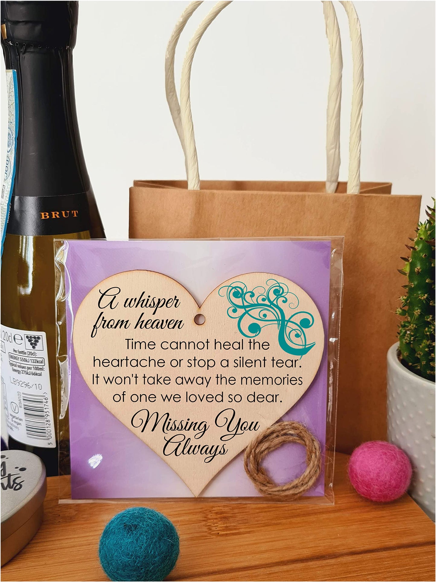 Handmade Wooden Hanging Heart Plaque Gift to Remember Lost Loved Ones
