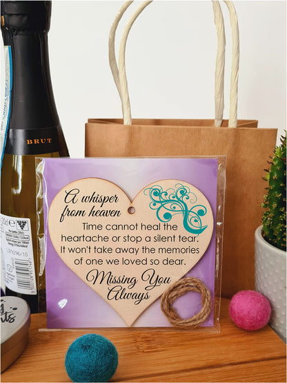Handmade Wooden Hanging Heart Plaque Gift to Remember Lost Loved Ones