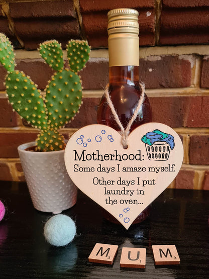 Handmade Wooden Hanging Heart Plaque Gift for Mum Funny Gift about Motherhood
