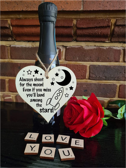Handmade Wooden Hanging Heart Plaque Gift for Someone Special Inspirational Gift or Self Motivational Treat