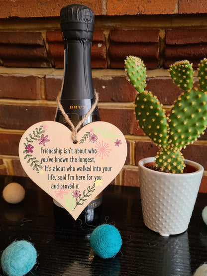 The Plum Penguin Handmade Wooden Hanging Heart Plaque Gift Friend Here To Stay Friendship Wall Hanger Colleague Present Card Alternative