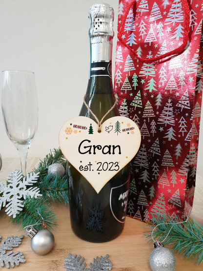 Handmade Christmas Hanging Wooden Heart Plaque Decoration Gift perfect grans grandparents newborns 2022