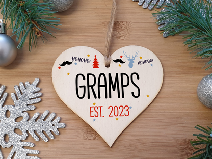 Handmade Christmas Hanging Wooden Heart Plaque Decoration Gift perfect gramps grandparents newborns 2022