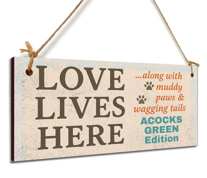 Dog Lover's Hanging Wooden Sign – Handmade Rustic Decor for Acocks Green Homes