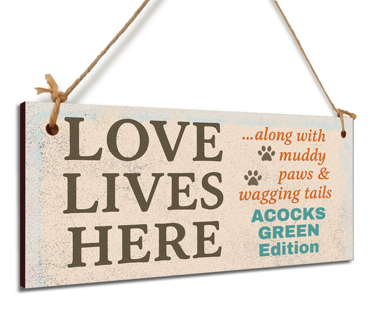 Dog Lover's Hanging Wooden Sign – Handmade Rustic Decor for Acocks Green Homes