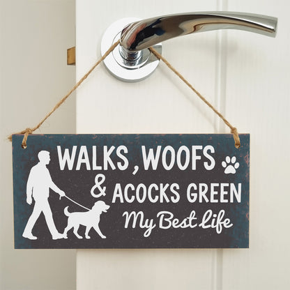 Dog Lover's Hanging Wooden Sign – Handmade Rustic Decor for Acocks Green Homes