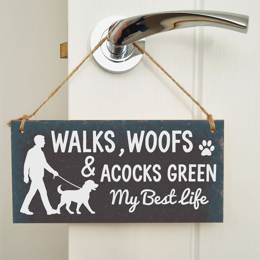 Dog Lover's Hanging Wooden Sign – Handmade Rustic Decor for Acocks Green Homes